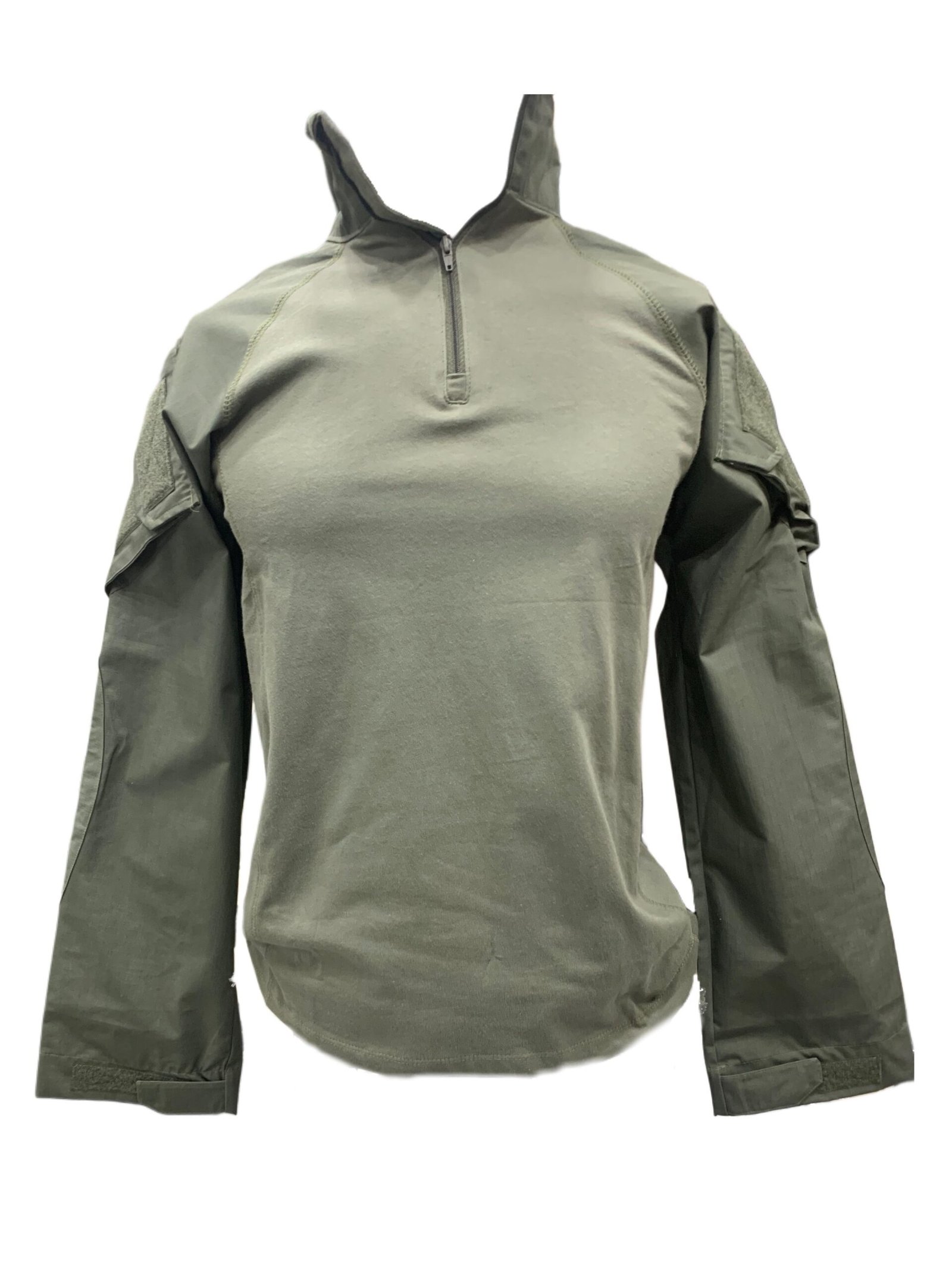 Tactical Green Long-Sleeve Zip Shirt with Arm Panels - Image 2