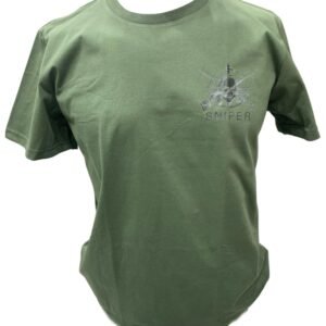 Green Tactical Shirt with Skull & Crossed Rifles Print