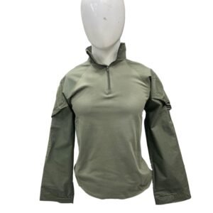 Tactical Green Long-Sleeve Zip Shirt with Arm Panels