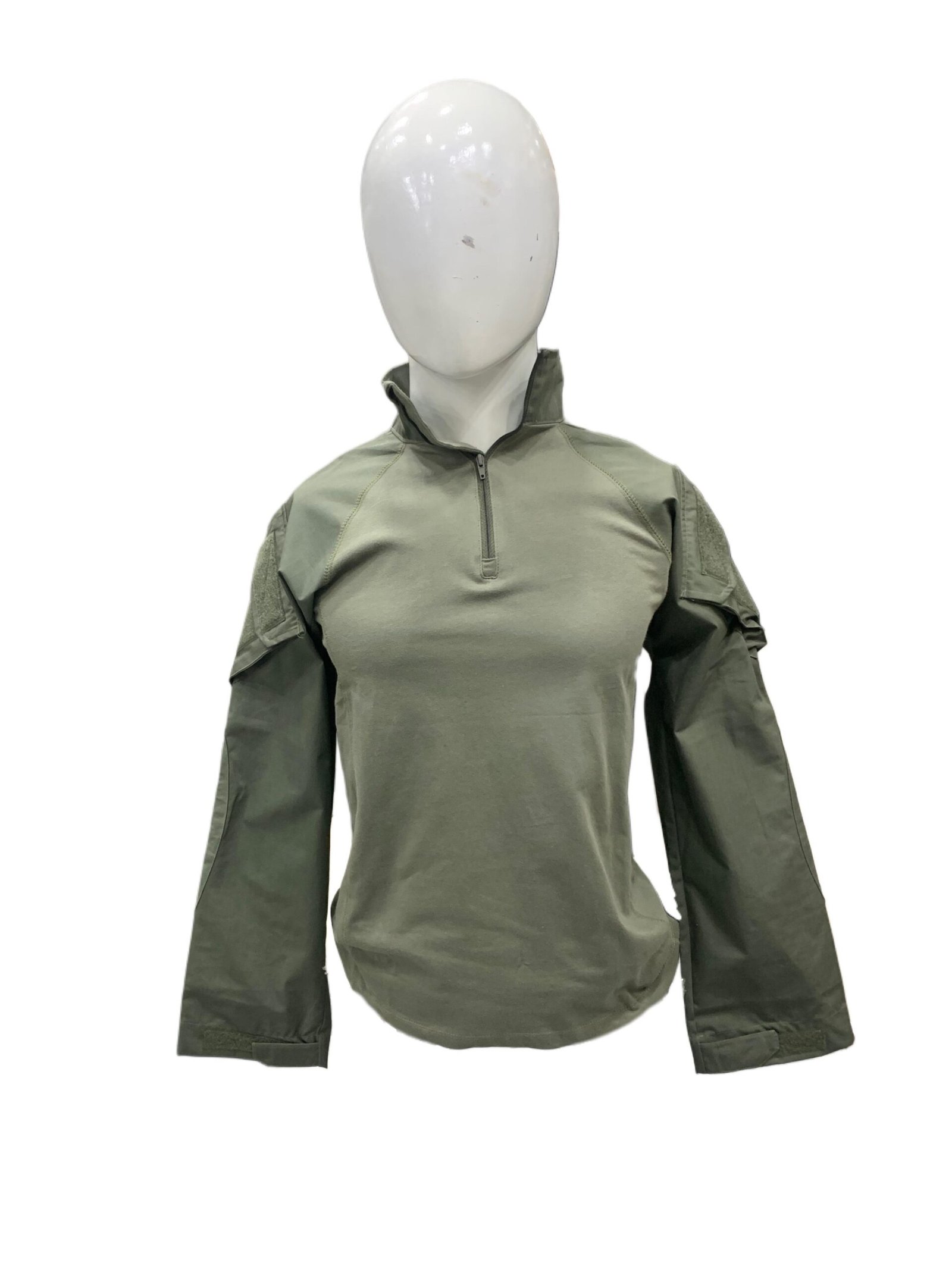 Tactical Green Long-Sleeve Zip Shirt with Arm Panels