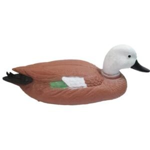Realistic Duck Decoy – White Head & Brown Feathered Body with Green Wing Patch