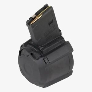 Tactical Drum Magazine – High-Capacity 60-Round Black Polymer Ammo Feeder